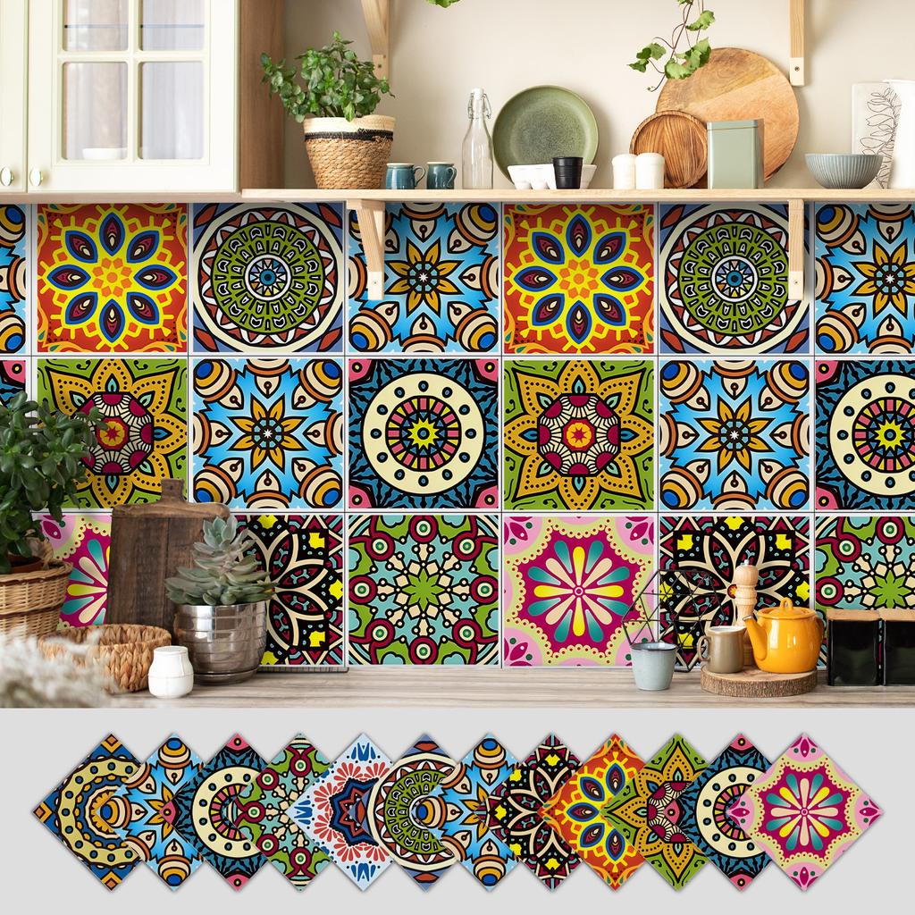 12 Self-adhesive Kitchen Waterproof and Oil-proof Wall Stickers, Bathroom Wall Decoration Renovation, Beautification Strong Wallpaper Stickers