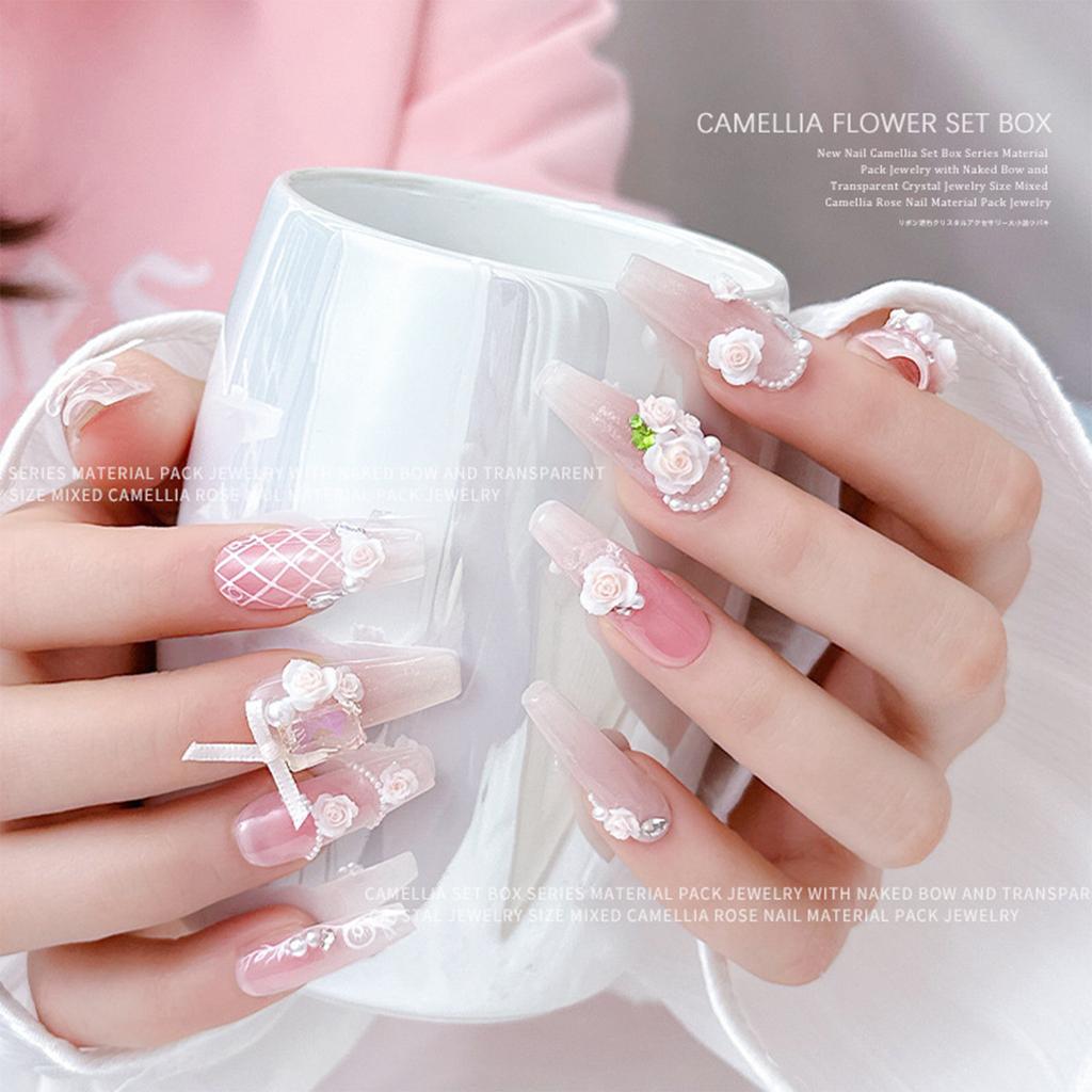 Flower Nail Charms 3D Nail Rhinestones Nails Gems DIY Nail Art Design Nail Pearls Nail Jewelry Mixed Nail Art Decoration