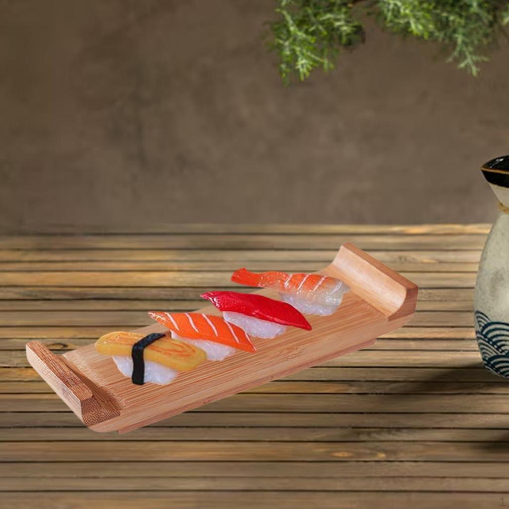 Bamboo Platter for Sashimi and Sushi, Rectangle Serving Tray Dining