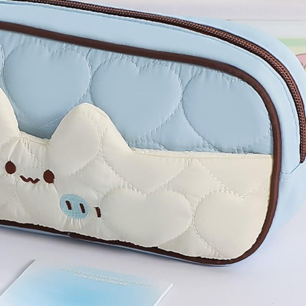 Cute Kitten Design Puff Cat Pencil Case Large Capacity Handheld Pencil Bag  Children