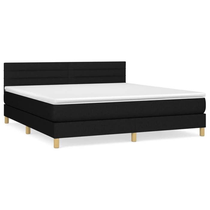 Maison Exclusive - Sommier à lattes de lit avec matelas Noir 160x200 cm Tissu