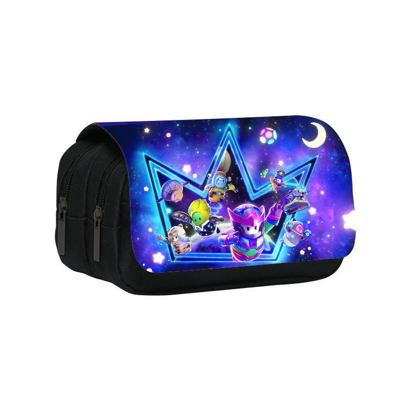 Fall Guys Pencil Case Double Layer Cartoon Stationery Bag For Students And Kids