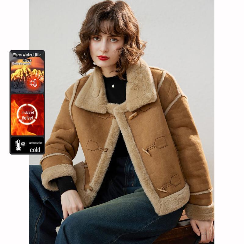 

Женская зимняя плюшевая мотокуртка из искусственной замши Bailuyu XL