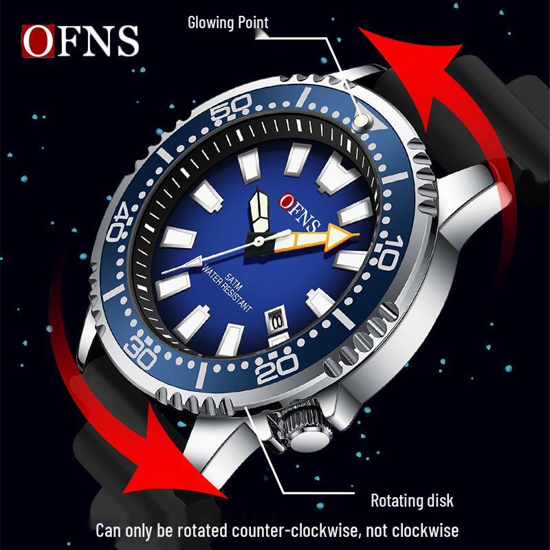Oufanni Shi Men's Fashionable Luminous Waterproof Quartz Watch with Calendar