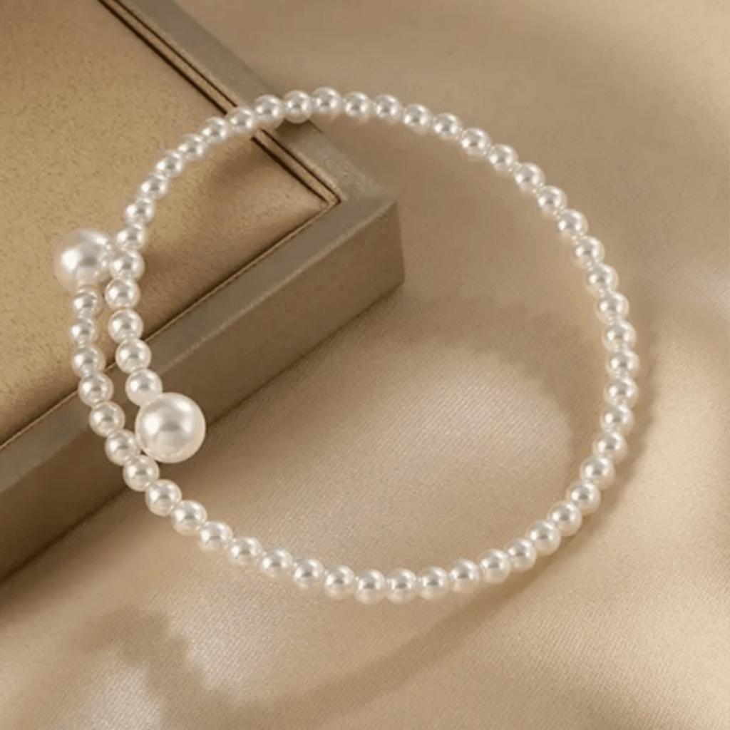1pc Elegant Adjustable Faux Pearl Beaded Bracelet for Women, Geometric Design, Sophisticated Stylish Accessory for Daily Use, Parties, and Vacations