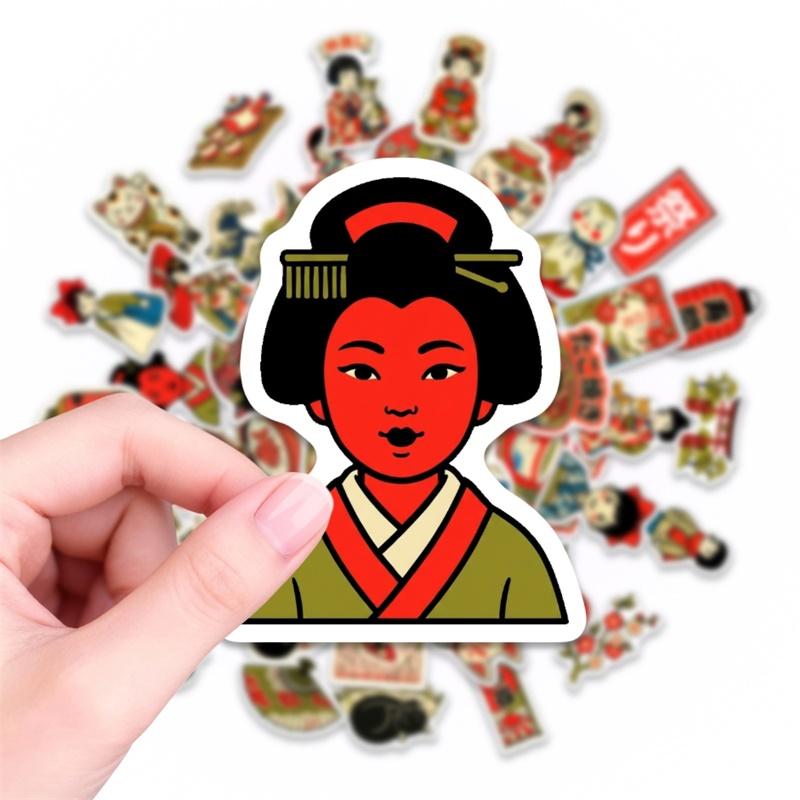 50PCS Cartoon Japan PVC Sticker Aesthetic Colored DIY Sticky Decoration Scrapbooking Hand Accounting Supplies