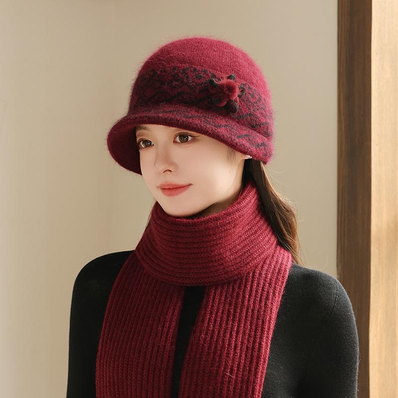 The Elderly Hat Women's Winter Velvet Warm Wool Hat Cold Protection Rabbit Fur Basin Hat