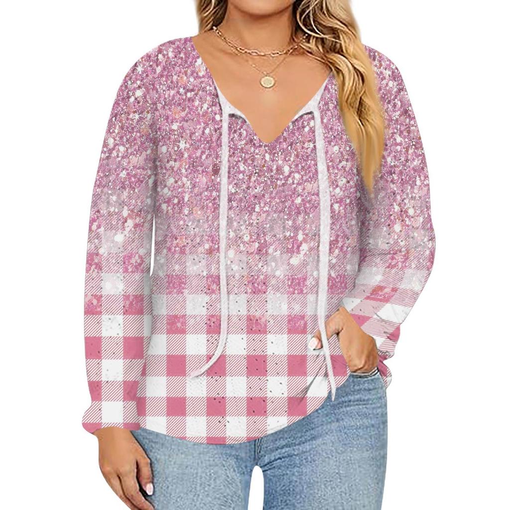 Women's Fashion Printed Casual V-Neck Long Sleeve Top