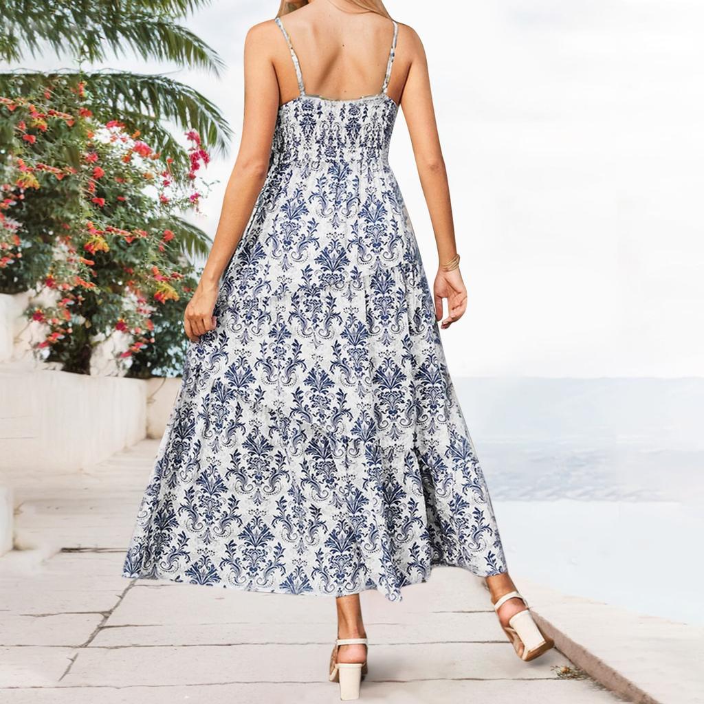 Fließende Kleider für Damen, Sommerkleider für Damen, lässige lange Kleider, süße lange Kleider mit Blumenmuster