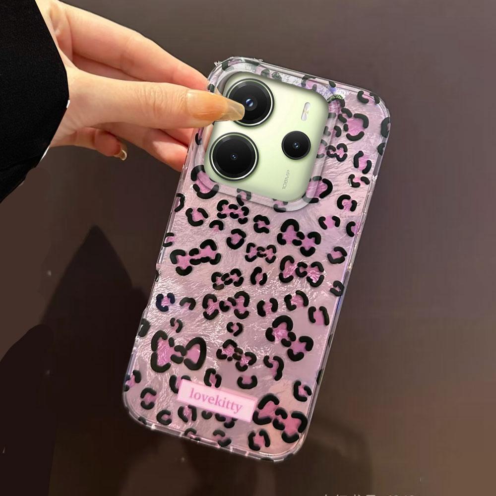 Pink Leopard Glacier Texture Phone Case for Xiaomi Redmi 13C 14C A1 A3 A4 A3X Note 14 13 12 11 11S 10 Pro Silicone Shell Cover