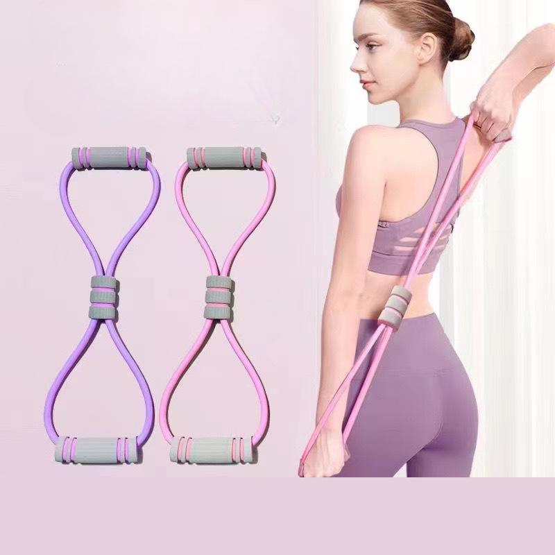 8-shaped Stretcher for Women with Open Shoulder and Back Tension Rope, Elastic Band, Household Fitness Yoga Equipment, 8-shaped Back Training Tool