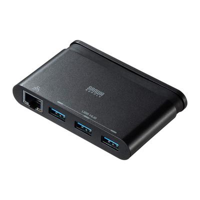 Sanwa Supply USB Hub LAN Adaptörlü Tip-C USB-3TCH10BK