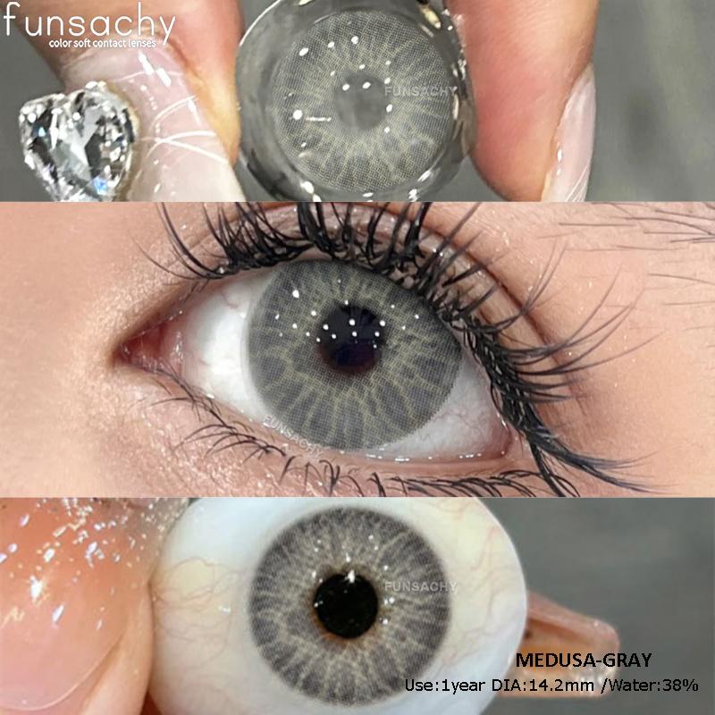 

FUNSACHY 1 пара натуральних коричневих контактних лінз для очей Косметичні краси Зіниці Сірі лінзи Різнокольорові контактні лінзи Кольорові лінзи