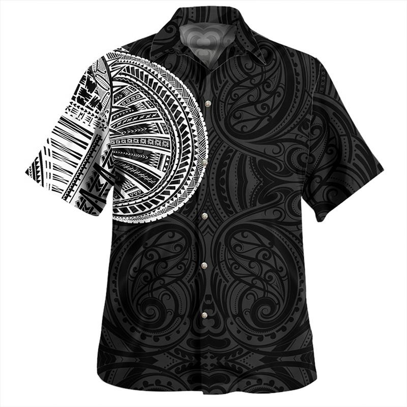 Samoa Polynesische Hawaiian Hemden Für Männer Design Kurzarm Revers Bluse Tops Damen Sommer Lässig