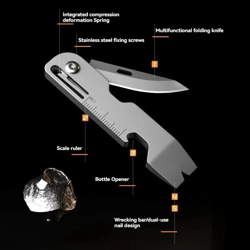 Titanium Alloy Multi functional Knife Keychain Mini EDC Unpacking and Unpacking Express Tool Bottle Opener Small Crowbar