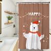 Cute Cartoon Christmas Washable Dirt-Resistant Shower Curtain Shower Head Waterproof Polyester Bath Curtain For Home Decor