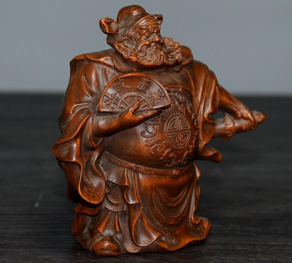 Chinese Natural Boxwood Carved Exquisite Figures Statue Wooden Figurines Art