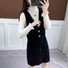 Faux Mink Knitted Waistcoat Spring and Autumn Mohair V-neck Vest Knitting Versatile Sleeveless Mid-length Casual Women's Dress
