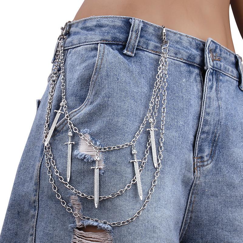 Europe, America, longsword pendant waist chain multi-layer metal retro chain body chain sexy accessories