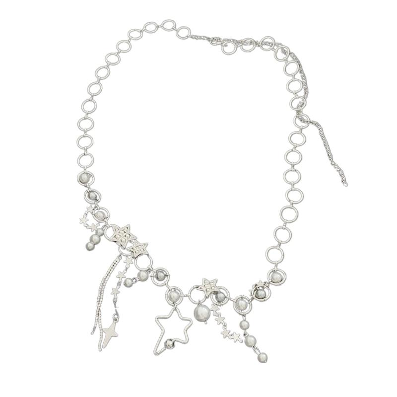 

Stylish Five Point Star Button Fringe Waist Chain Adjustable Metal Belt Waist Accessory for Women Lady Party Outfit 1