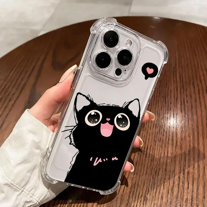 Black Cat Cartoon Art Phone Case For Samsung Galaxy A57 A56 A36 A37 A55 A54 A52 A35 A34 A17 A16 A15 A07 A06 5G Soft Clear Cover