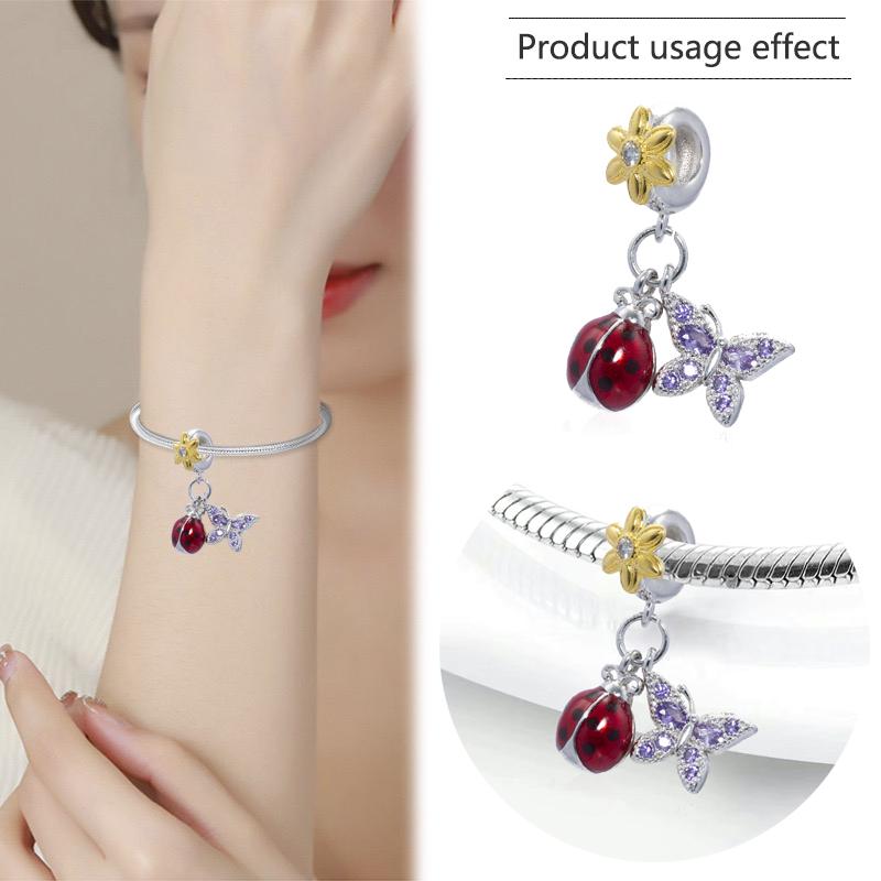 Kopparpläterad Färgstark Vårserie Fjärilshänge Passar Originalhänge Armband Tillverkning Smycken Gör-det-själv För Kvinnor Accessoarer