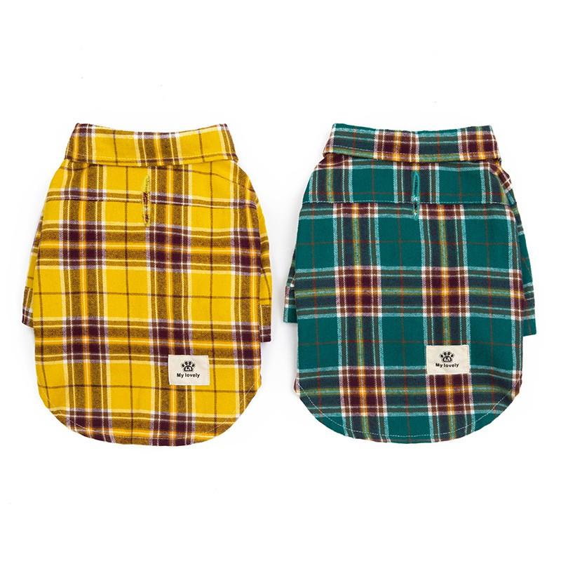 Pet Casual Plaid Shirt Dogs - Cotton Tee Teddy French Bulldog Pomeranian S To XXL