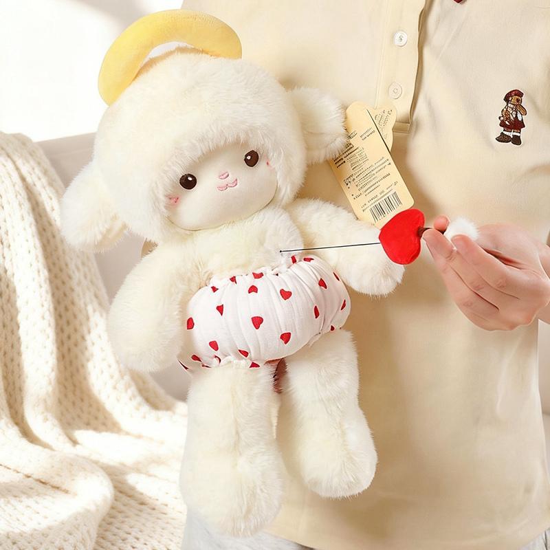Lovely Angel Little Sheep Plush Toys Stuffed Cozy Cartoon Sheep Pulling Thread Toys Gentle Kids Appease Toys Girls Gift