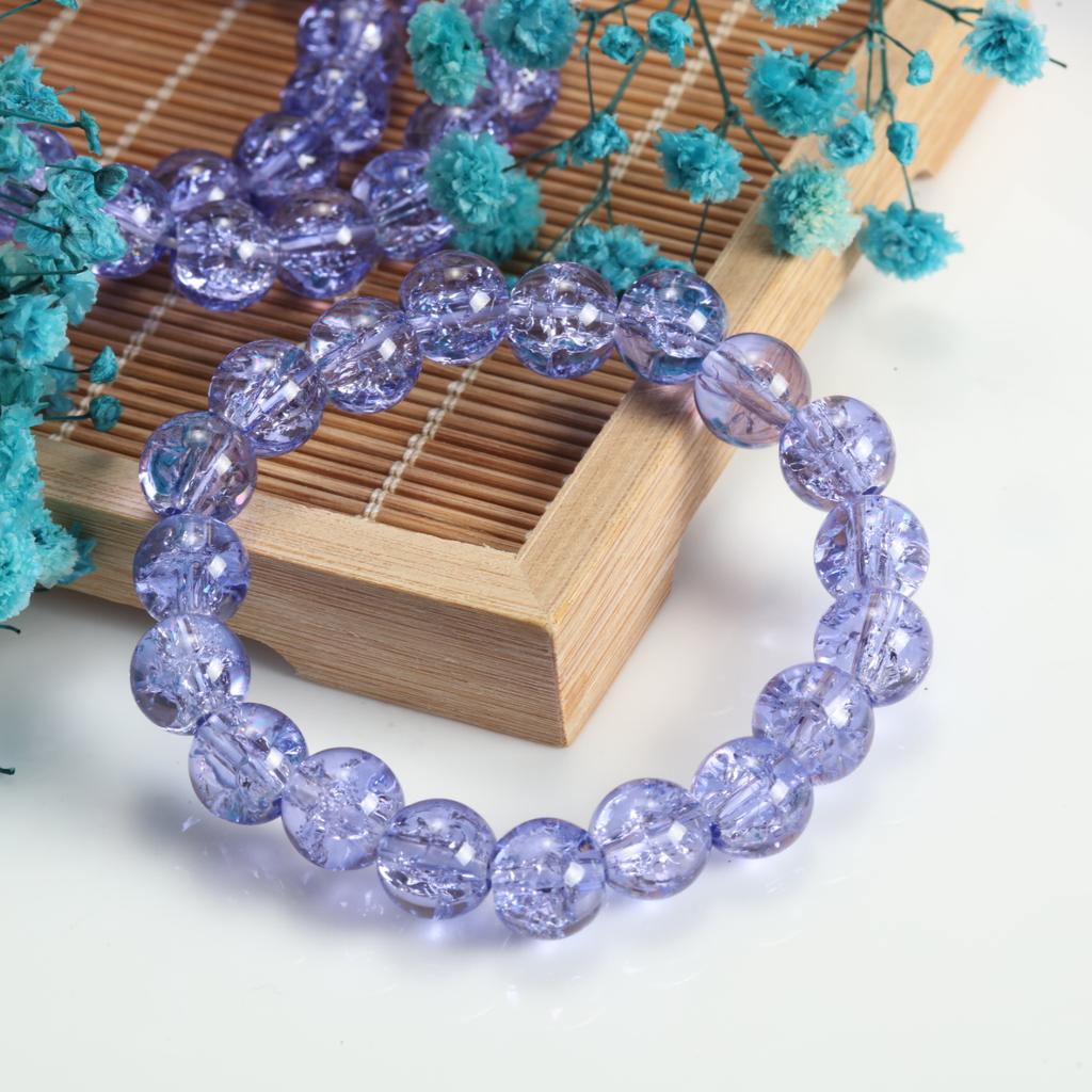 10mm Cracked Flower Glass Beaded Bracelets, Multi-Color Y2K Sweet Cool Style Bracelets for Women Fashion Jewelry Accessories