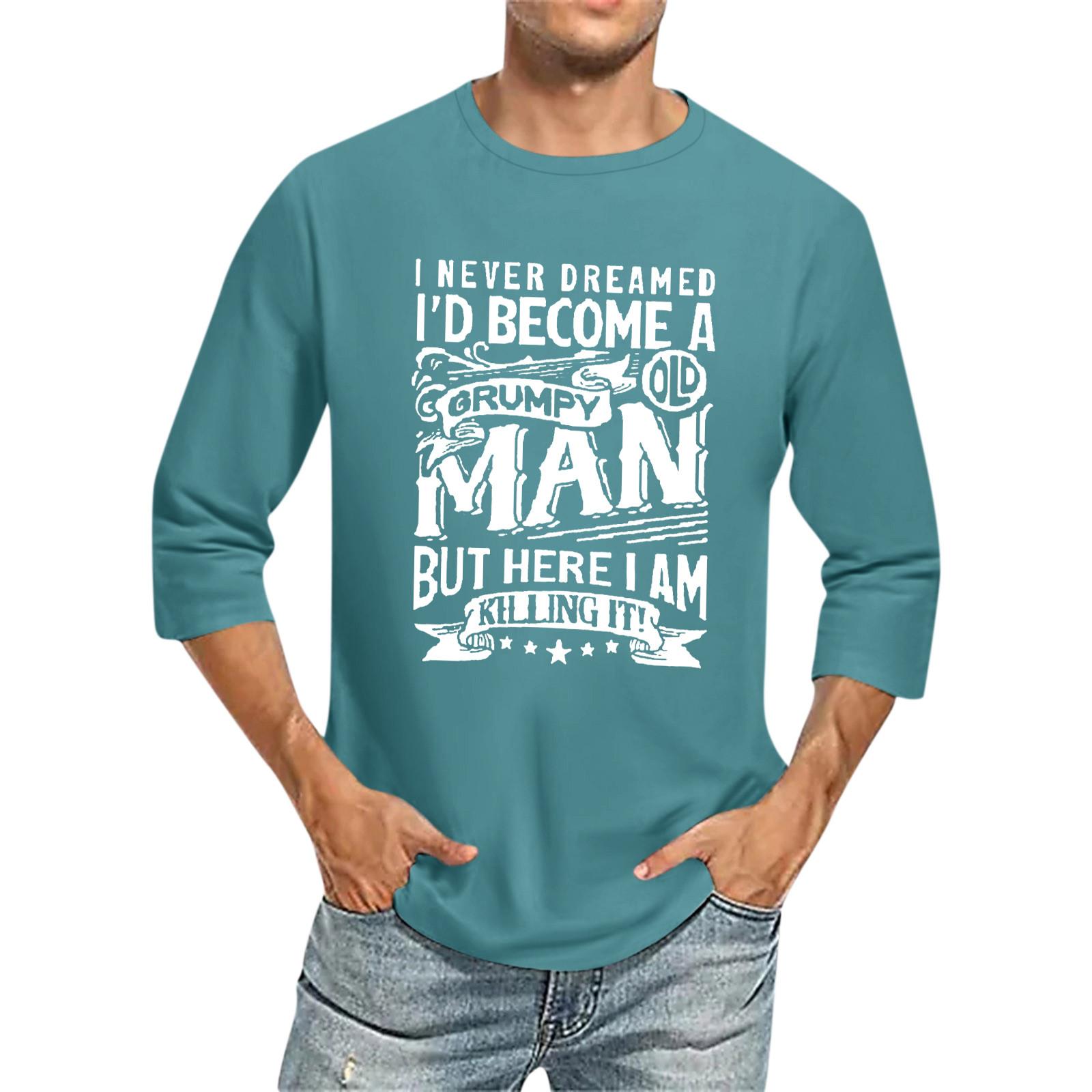 

Мужская повседневная модная футболка с круглым вырезом и рукавом три четверти XXL