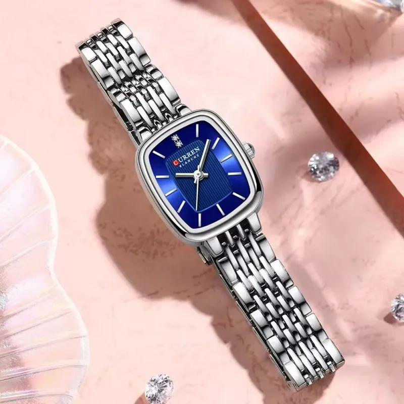 CURREN Fashion Quartz Women Watch Simple Elegant Square Dial Gold Stainless Steel Strap Waterproof Leisure Business Watches