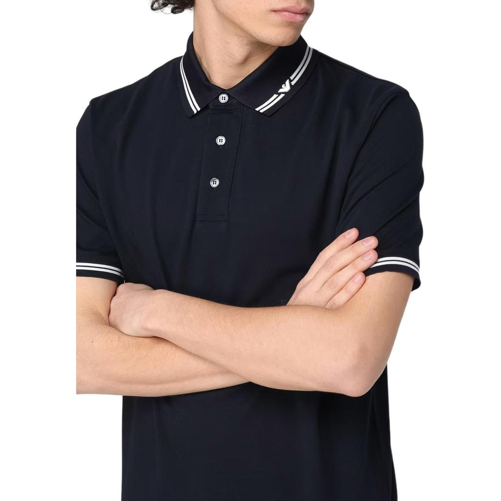 EMPORIO ARMANI Piped Collar Piqué Polo Shirt EM000852-AF12955-FB274