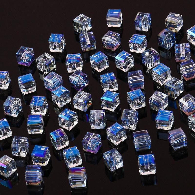 6-8mm Multi-Faceted High-Transparency Crystal Square Beads for Colorful DIY Jewelry Making