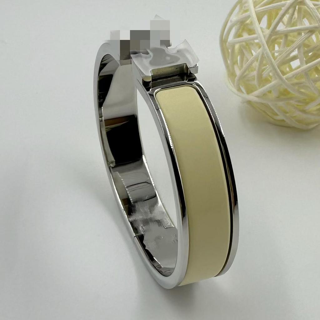 H Letter 12MM Enamel Titanium Steel Bracelet - European & American Fashion Bangle