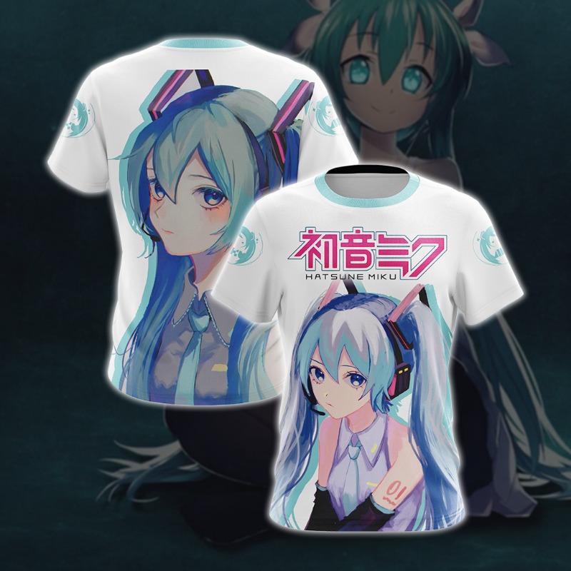 2026 New Japanese Virtual Idol Hatsune Miku Printed Short Sleeve Unisex Large Relaxed Breathable T-shirts =