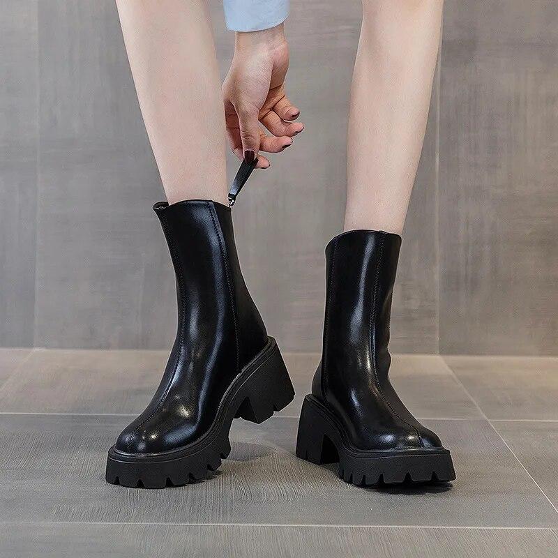 Весенние ботинки Fujin 7 см, этническая обувь для девочек-ковбой на ...