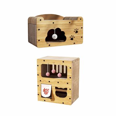 Casa de juegos corrugada para gatos, casa multifuncional para gatos, almohadilla para rascar, casa para gatos
