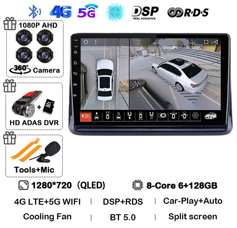 Android14 2din Auto For Toyota Noah Esquire Voxy 2014 2015 2016 -2020 Car Radio Multimedia Player GPS Navigation Support Carplay