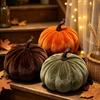 Plush Texture Velvet Pumpkin Velvet Fabric Plush Pumpkin Reusable Artificial Pumpkin  Photo Props