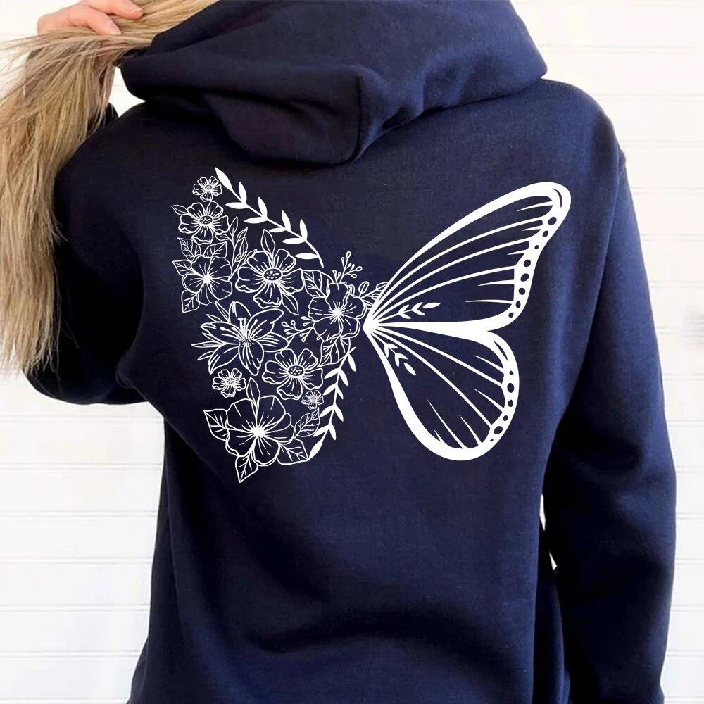 Butterfly Mikina s kapucí Květinová Butterfly Mikina s kapucí Trendy Butterflies Inspirativní svetr Vintage Butterfly Grafické Mikiny Unisex Mikina