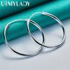 925 Sterling Silver 50 60mm Smooth Circle Earrings For Women Fashion Wedding Engagement Charm Jewelry