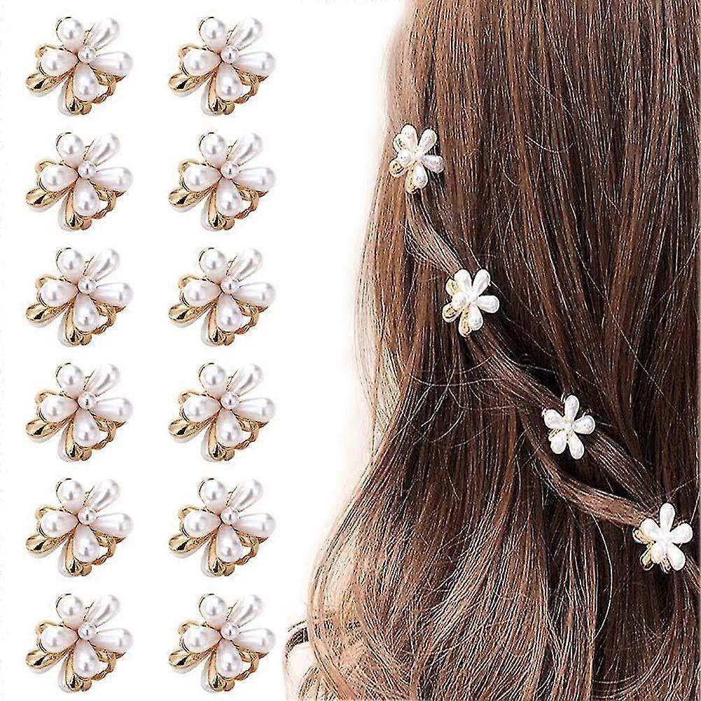 12 Pcs Mini Pearl Hair Clips, Small Claw Clips, Sweet Artificial Bangs Clips Decorative Hair Accessories For Women Girls Leekous