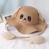 Adult Influencer Bunny Ears Straw Hat With Embroidered Sun Protection For Summer Casual Wear