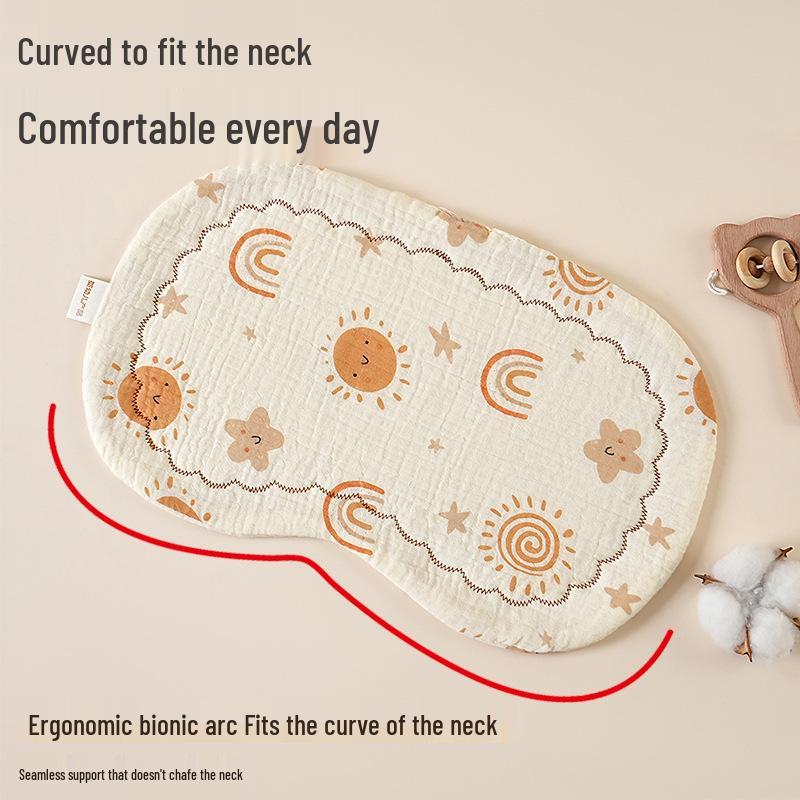 Cloud-Shaped Newborn Pillow, Ten-Layer Cotton Gauze, Baby Flat Pillow and Burp Cloth, Customizable Logo