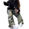 Women's Plus Size Orchid Drawstring Straight-Leg Jeans: Loose, Casual Spring Pants with American Diamond Detail.