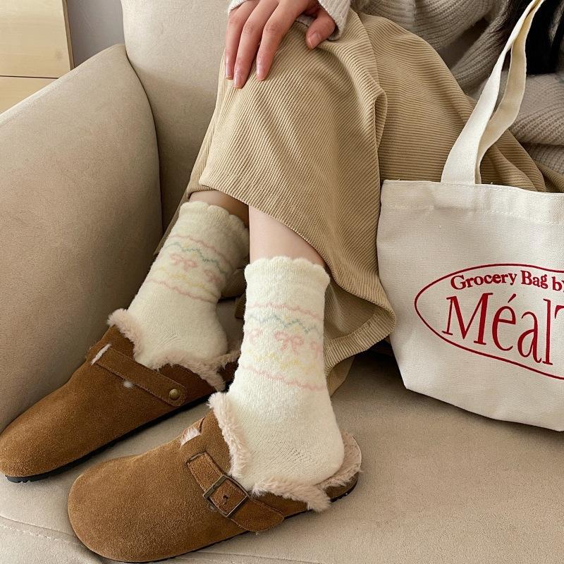 Australian Velvet Socks Female Cartoon Puppy Confinement Socks Thickened Warm Cute Home Floor Sleeping Socks