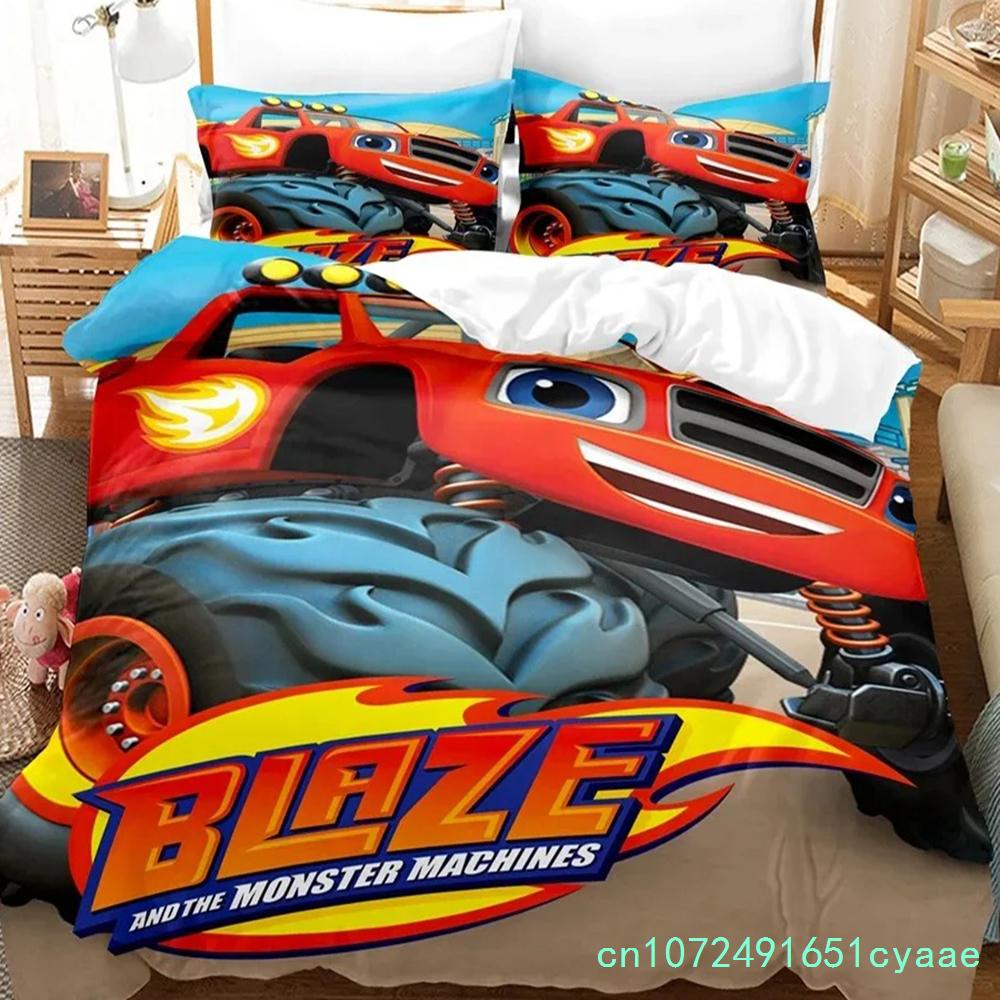 3D Print Blaze N Monster Machines Bedding Set Cartoon Duvet Cover Double Twin Full Queen King Adult Boys Bedclothes Quilt Cover