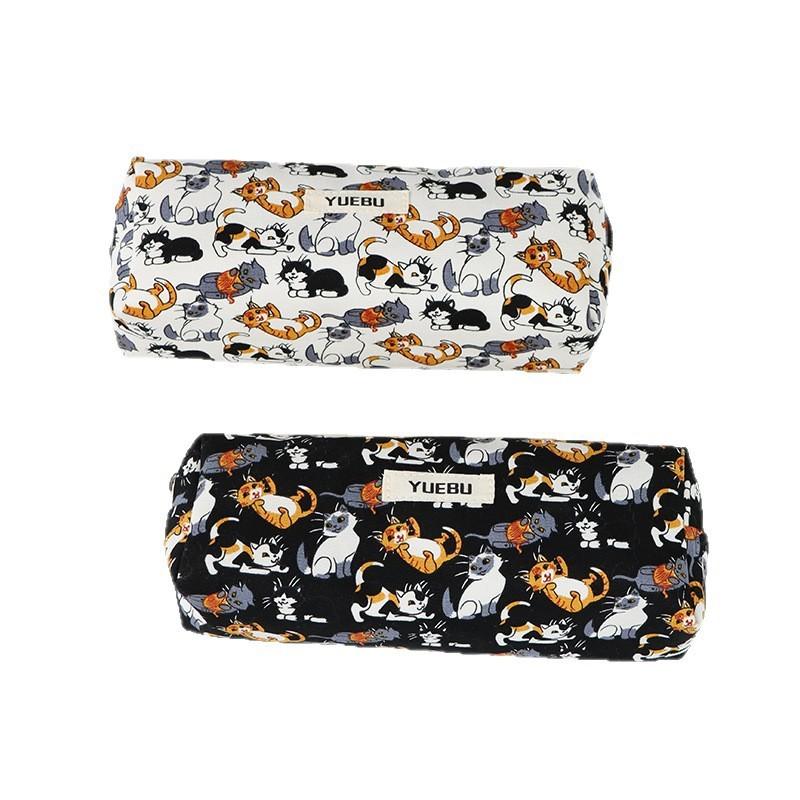 Canvas Cat Pencil Case For Middle School Students With Cute Cartoon Design For School Supplies