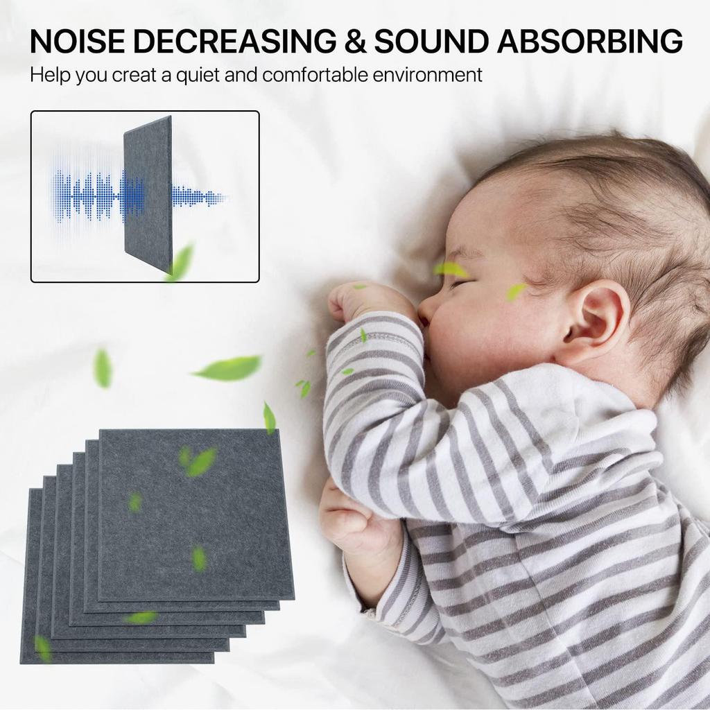 Self-Adhesive Acoustic Wall Panels, 12-Pack - Ideal for Home Studios and Offices