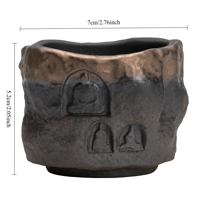 Manual Retro Gold-plated Iron Glaze Dunhuang Cup Tea Cup Master Cup Ancient Early-fired Handmade Ceramics Tea Cup Kung Fu Tea